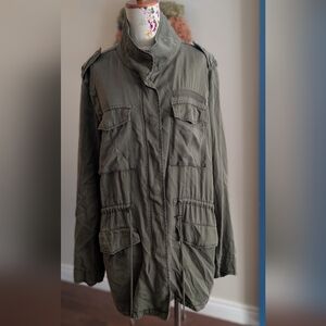 Buffalo David Bitton Jacket Women Medium Army Green Barn Chore Field Canvas Coat